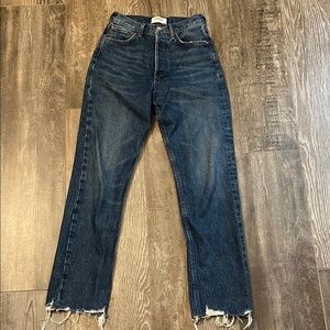 Agolde 90s pinch waist raw hem high rise straight leg denim size 24